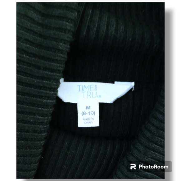 🤑 Time & Tru M 8-10 Black L/s Button Sleeve Turtle Neck Top - Picture 2 of 4